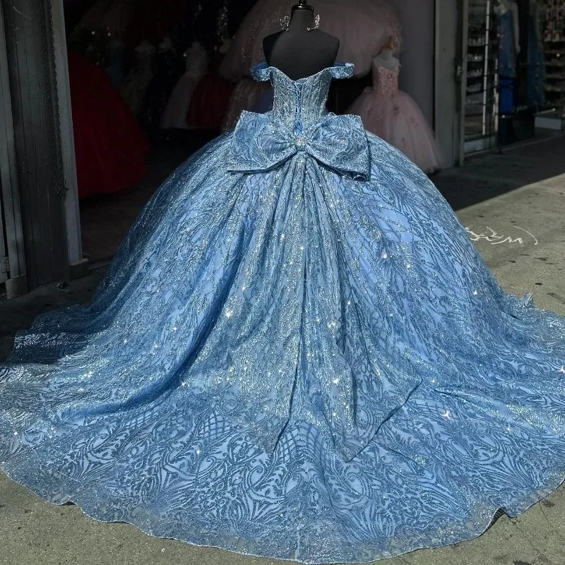 Sparkly Sky Blue Shiny Princess Quinceanera Dresses... From Zaomeng321,  $300.51 | DHgate.Com