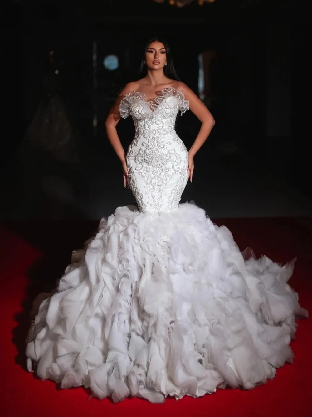 knee length dresses for ladies Sweetheart White Illusion Neck Mermaid Beaded Lace Wedding Dress