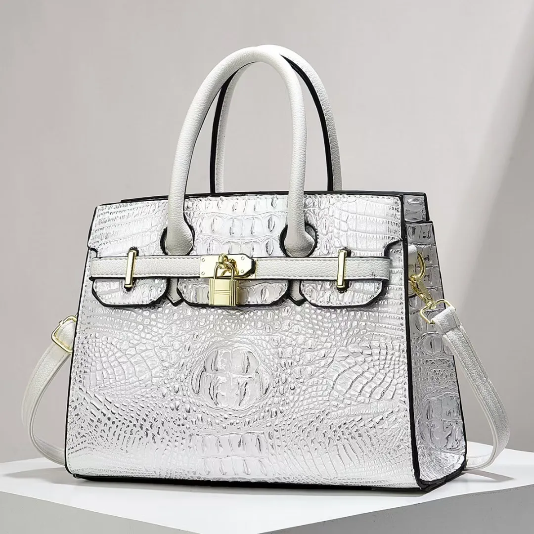 Light luxury crocodile patterned large versatile womens crossbody
