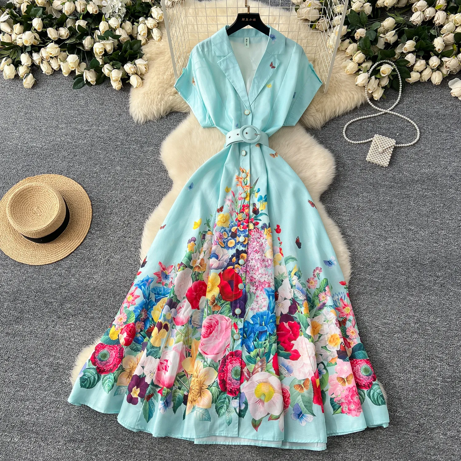 Casual Vacation Floral O Neck Printed Dress Dresses Casual Vacation Floral O Neck Printed Dress Dresses