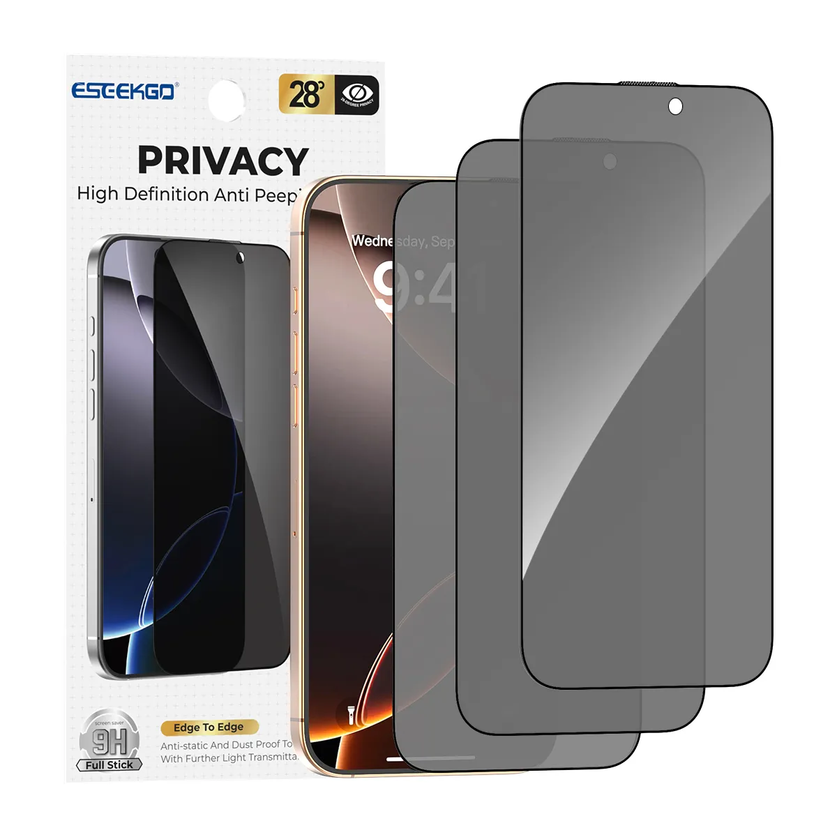 Protection écran Verre Trempé Vie Privée Gorilla Tech - Compatible IPhone 11 à 16 Pro Max