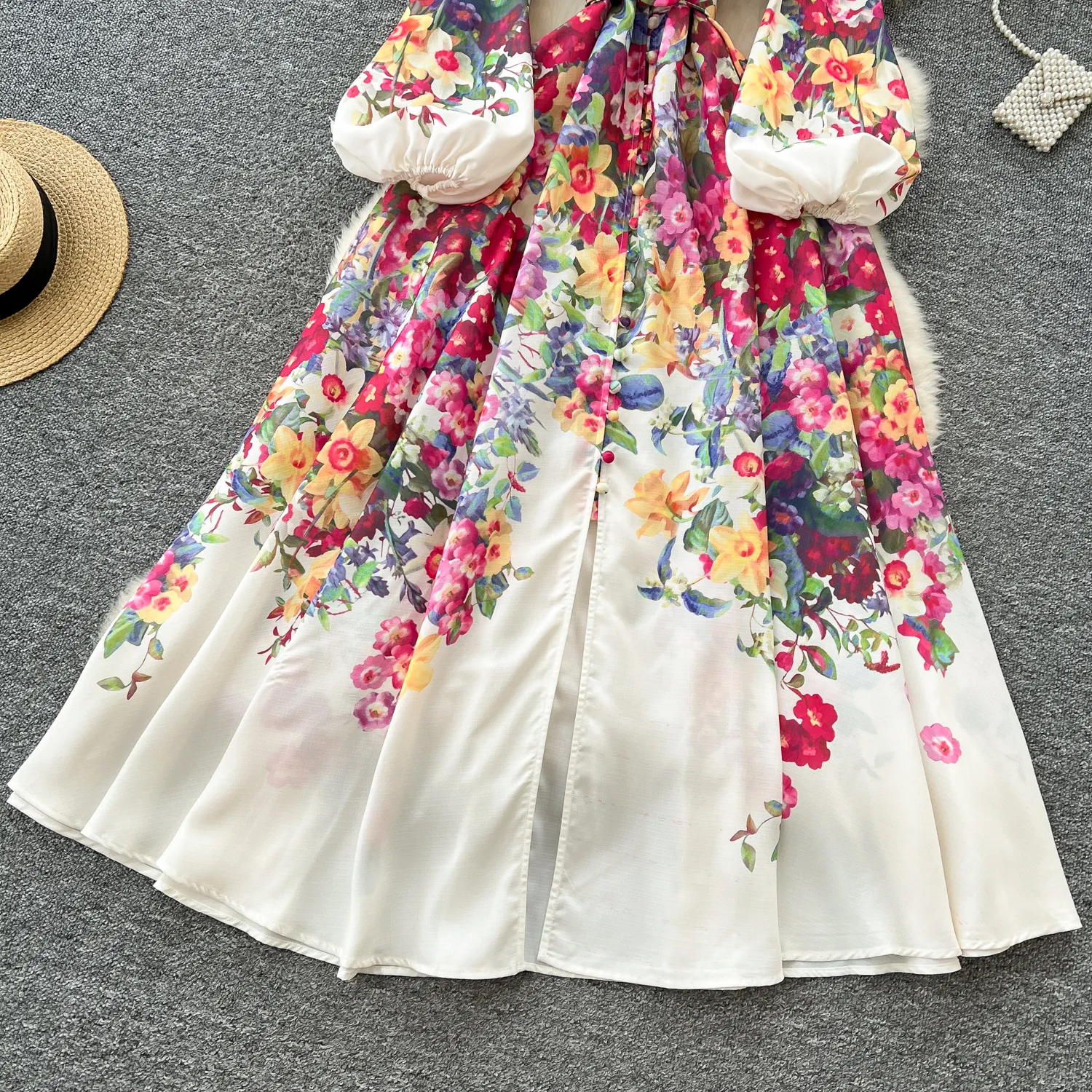 knee length dresses for ladies Women's Ditsy Floral A-Line Ruffle Dress main image 1