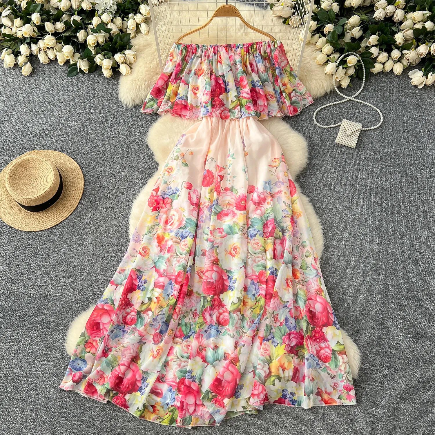 Vestido Largo De Verano Para Mujer - Amarillo BLWOENS