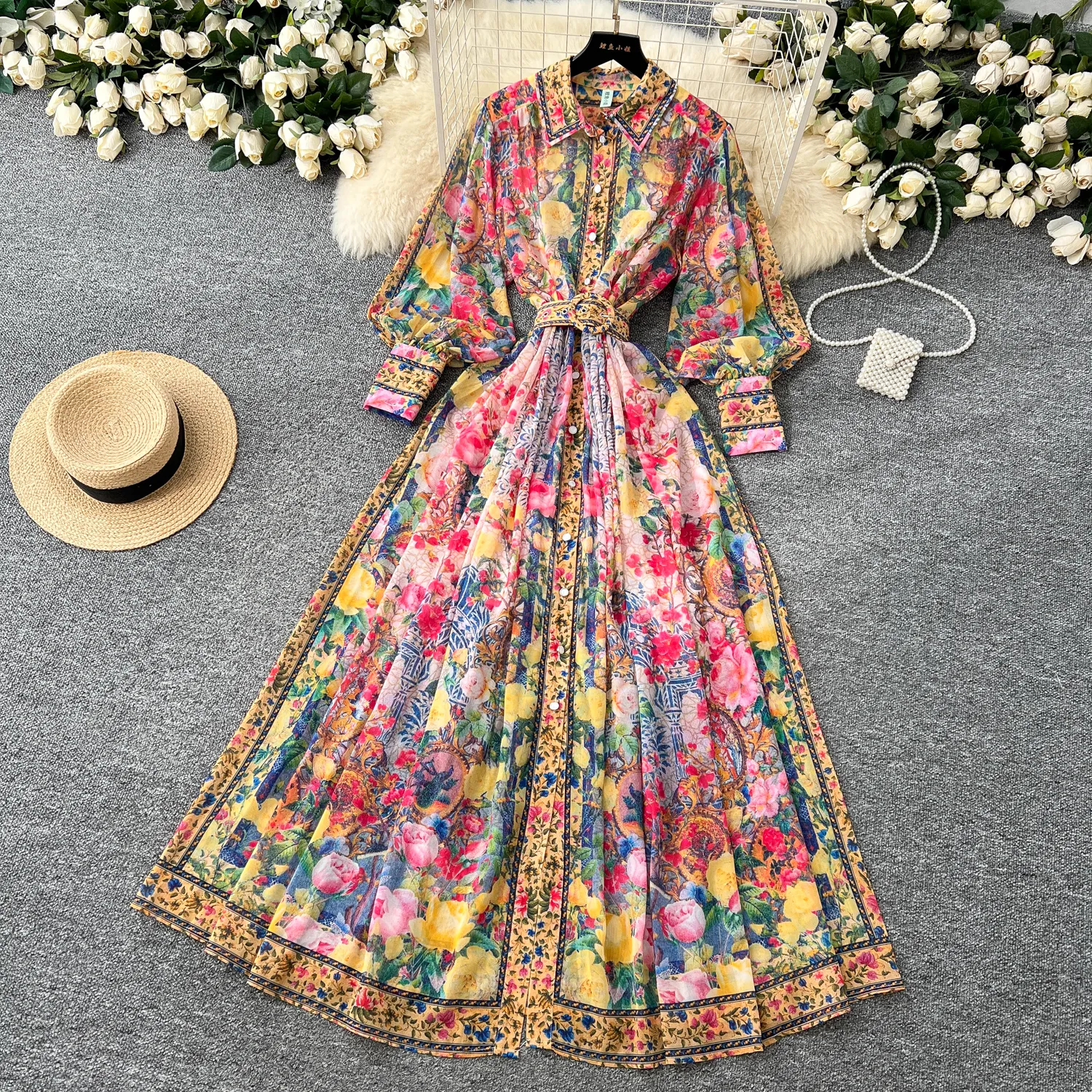 knee length dresses for ladies White V Neck Smocked Cut Out Long Sleeve Maxi Dress Medium main image 1