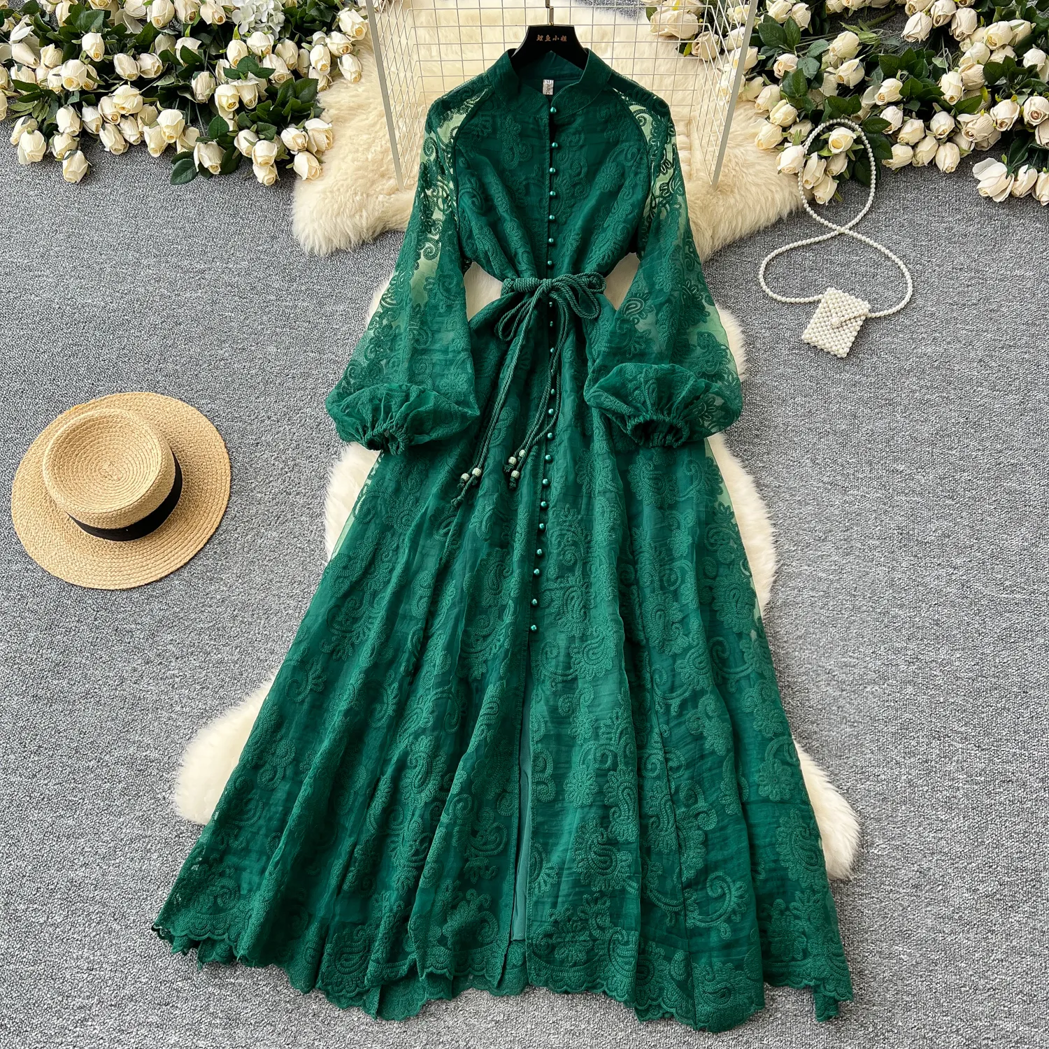 Elegant Mini Floral SS with Sveless and Stand Collar