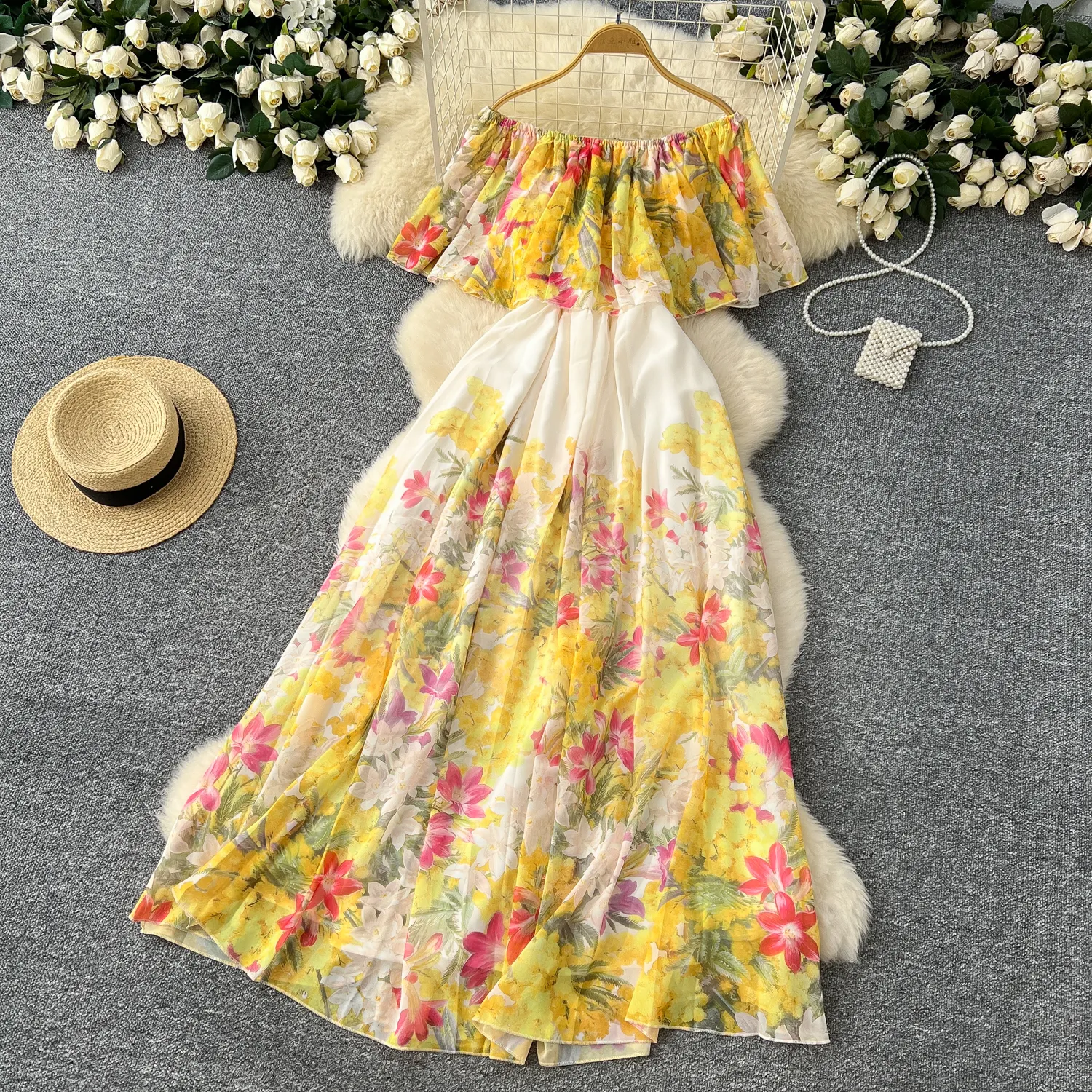 Casual Dresses Women Off Shoulder Ruffle Chiffon... From Xiongstore, $34.18  In Bulk | DHgate.Com