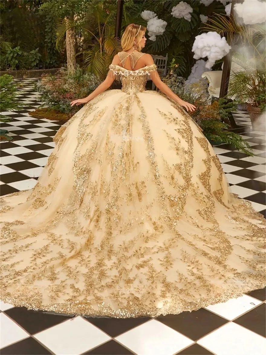 Encaje Vestidos De Grado Dorados Fiesta Vestidos Vestidos Para