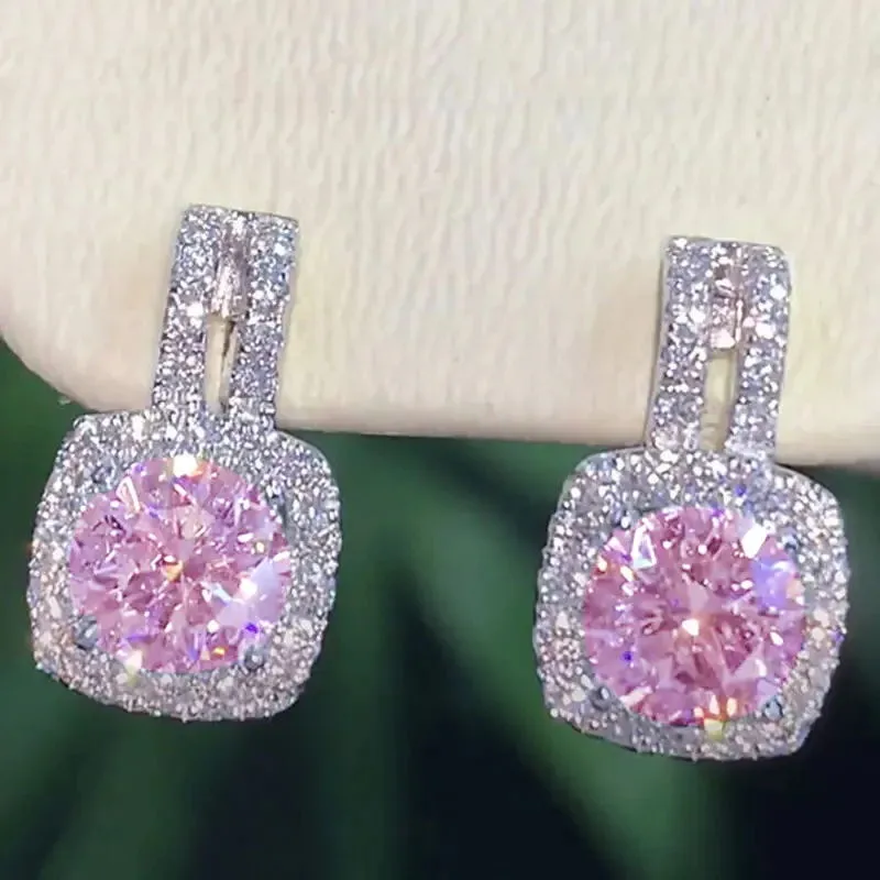 Set pendientes mujer zirconia corte redondo oro blanco luxury_voghion.com