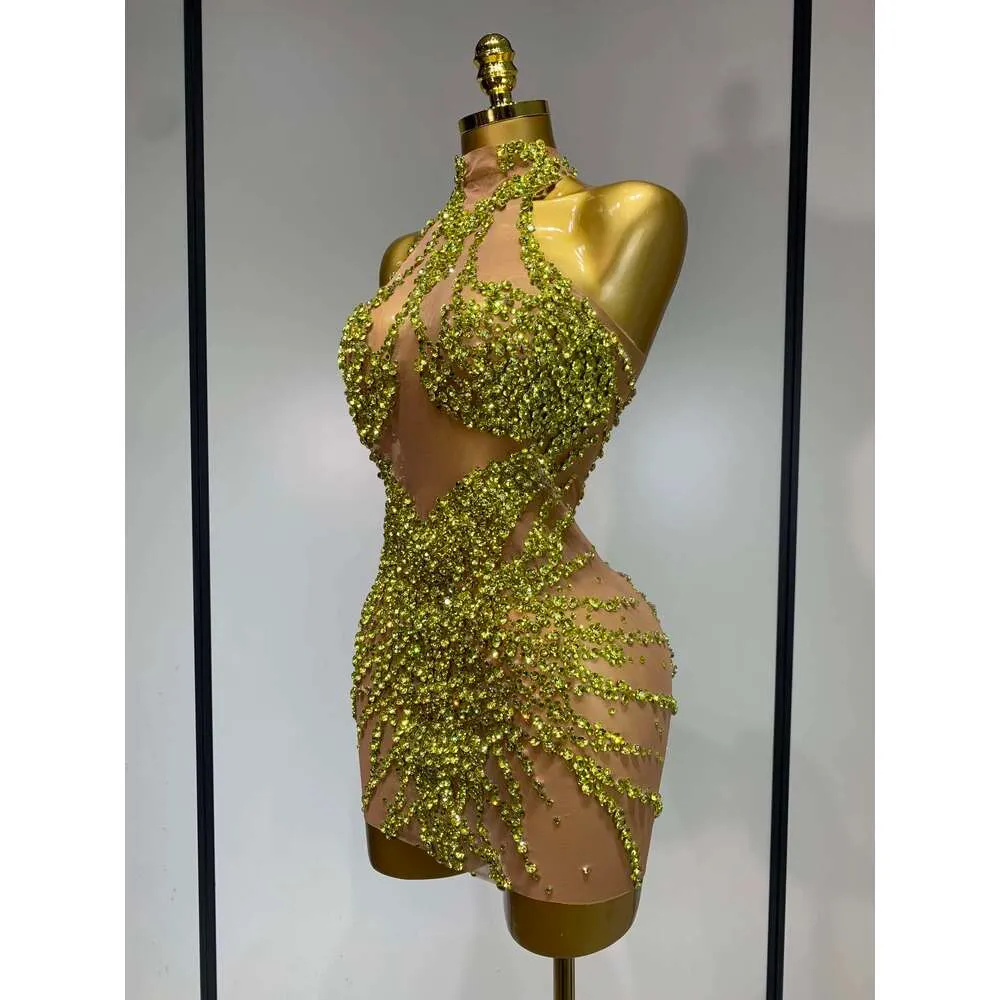 green emerald velvet dress Hillary Rhinestones Mesh Dress main image 1