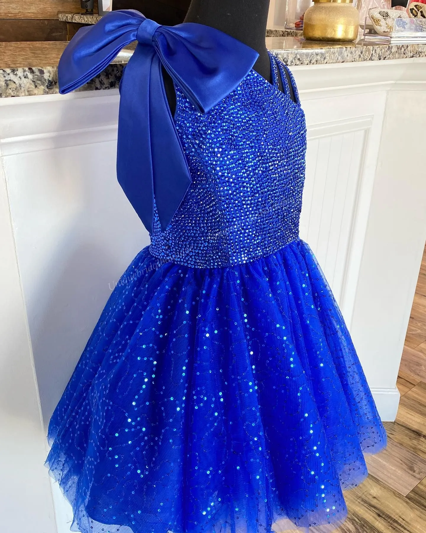 blue sequin top dress Ava Presley 40110 Blue Sequin Strapless Gown