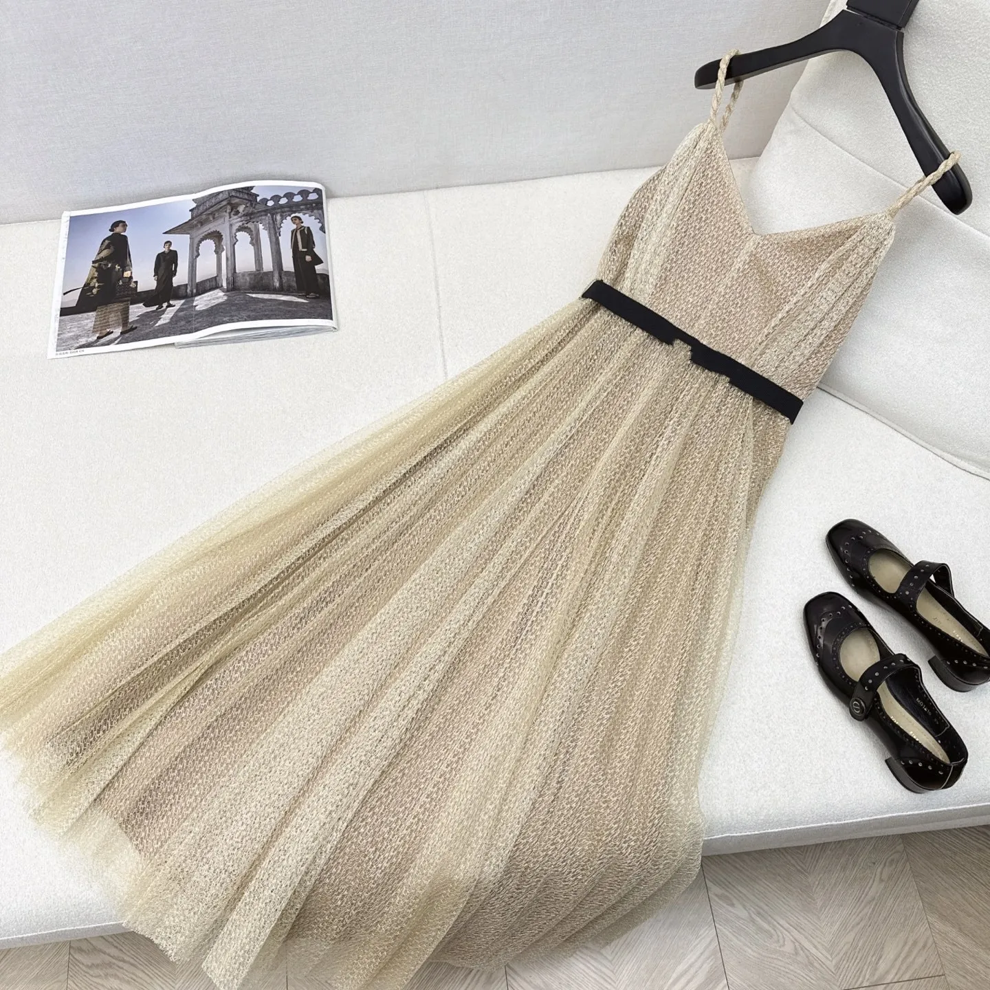 knee length dresses for ladies Desiree's Lace Mesh Spaghetti Strap Maxi Dress main image 1
