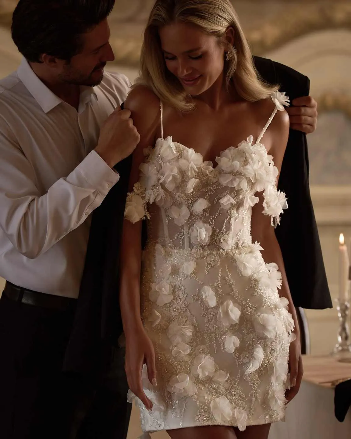 amazon mini bride dresses Lauren Elaine Mirrorball Mini