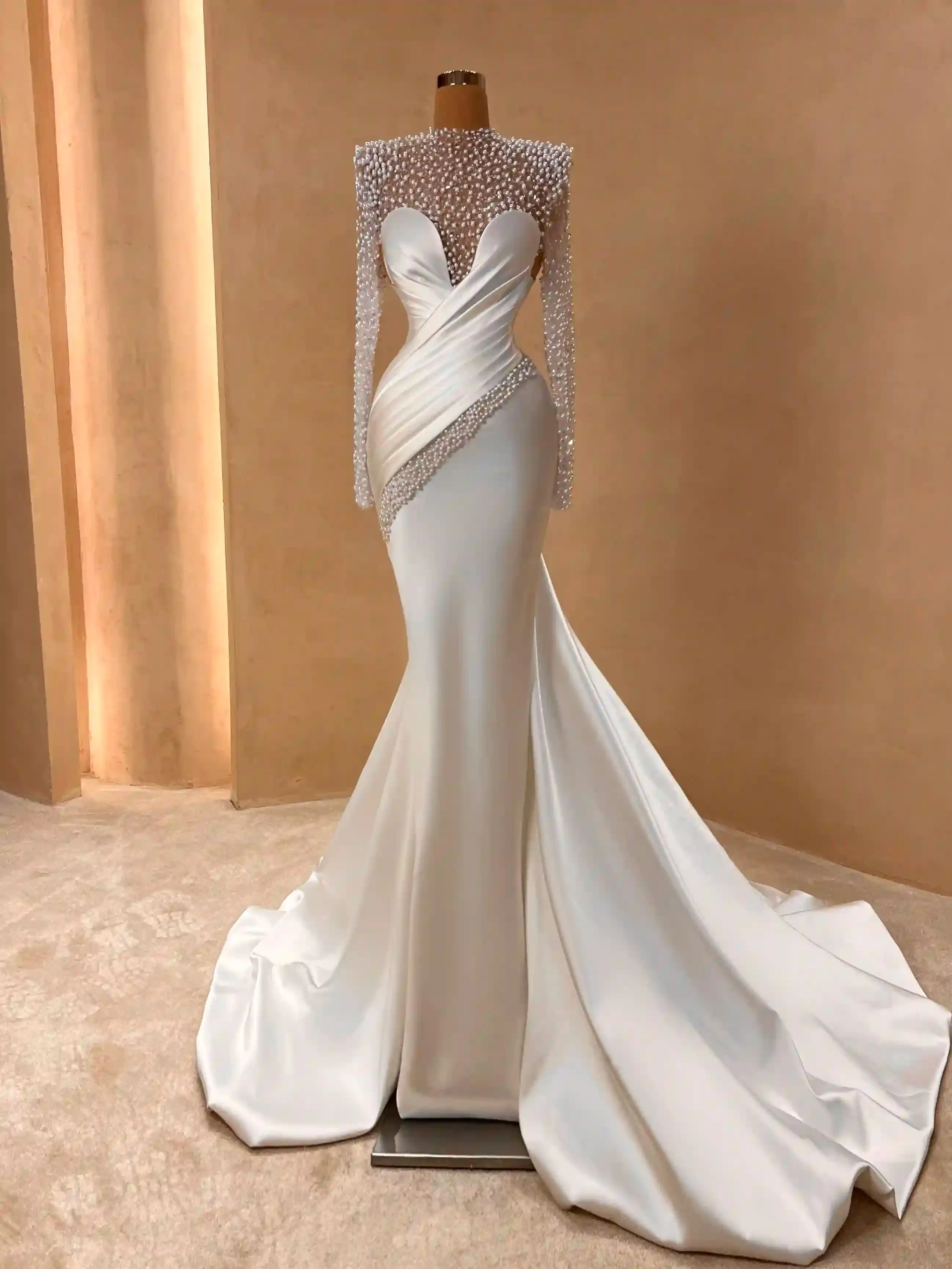 sachin and babi light blue dress High Neck Wedding Dresses