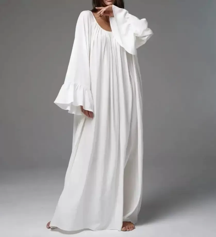 white cotton dress for tie dye White Parachute Dress Tie-Dye Blank