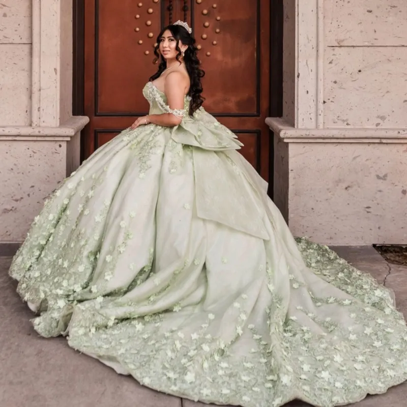 light green quinceanera dresses Off Shoulder Applique... From Zaomeng321, $295.88 Dancing queen