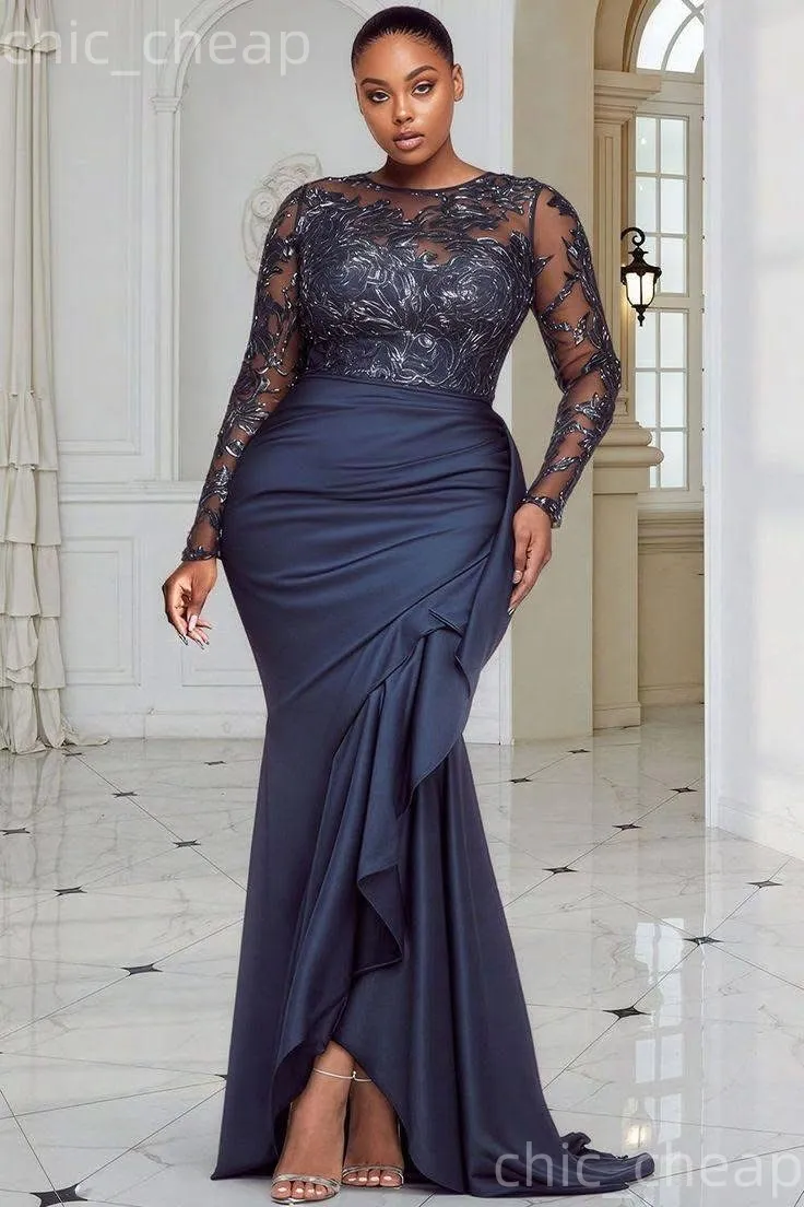 plus size navy blue dress for wedding Velora Blue Embellished Midaxi Dress – Frock and Frill main image 1