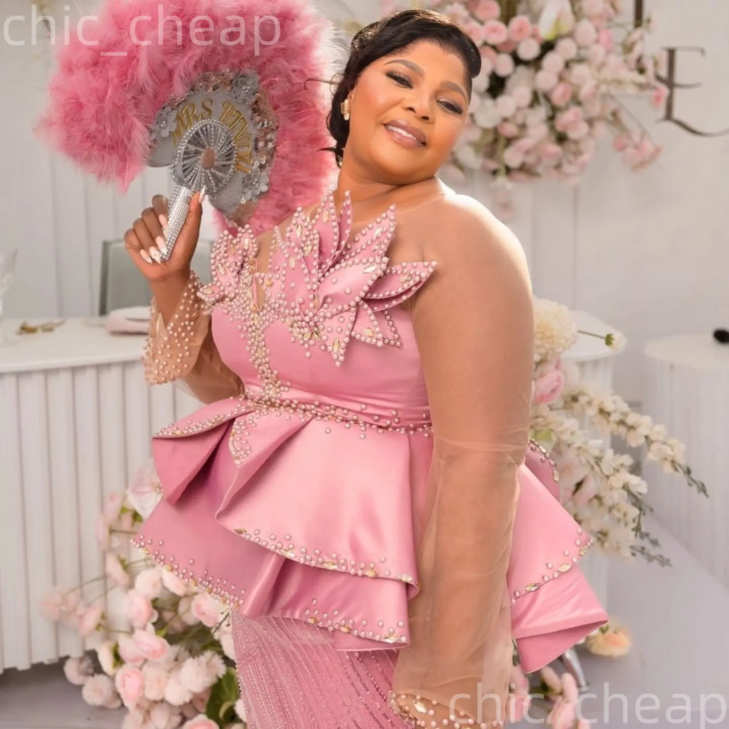 Vintage Pink Sheath Mother of the Bride Pink birthday dress with Floral Beading and Sequins - Perfect for Evening Parties, Weddings, and Birthdays -