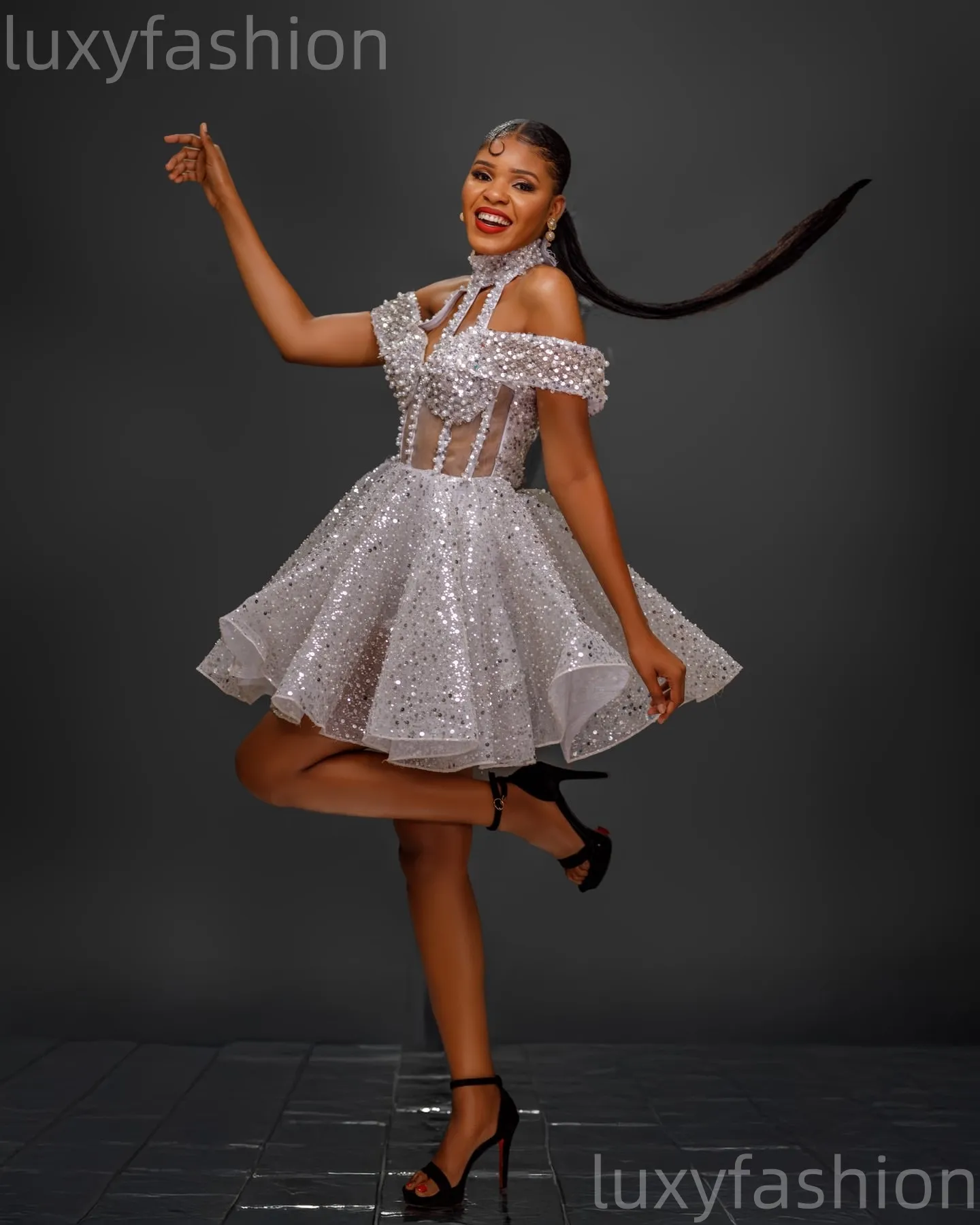 chic birthday dresses 18th birthday outfit black girl homecoming dress luxurious beaded part –  Simplepromdress main image 1