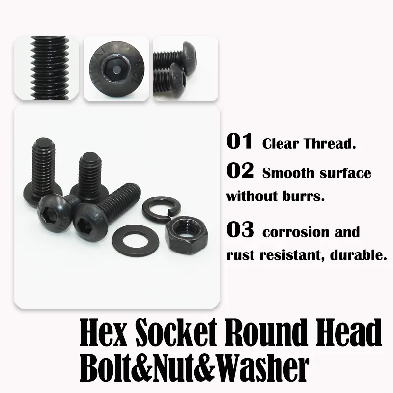 Uxcell Hex Socket Button Head Cap Bolts Screws Alloy Steel M6x30 20 Inch 10pcs