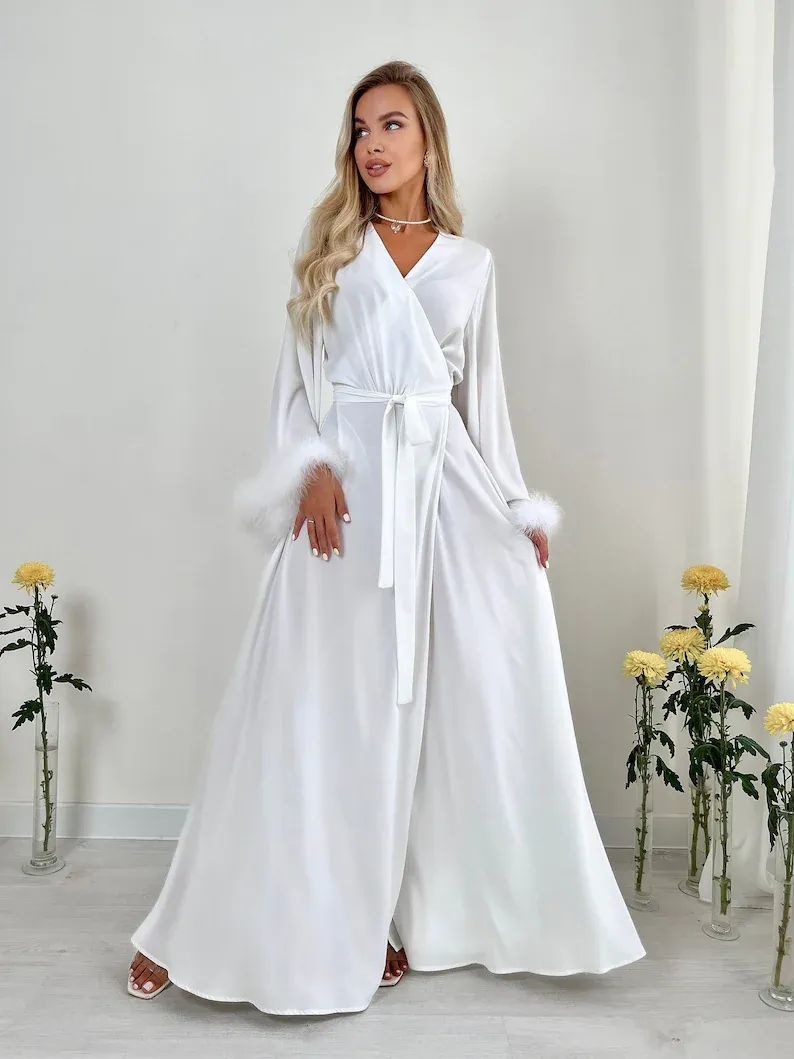 silk marabou dressing gown Cassandra" Black Marabou Dressing Gown