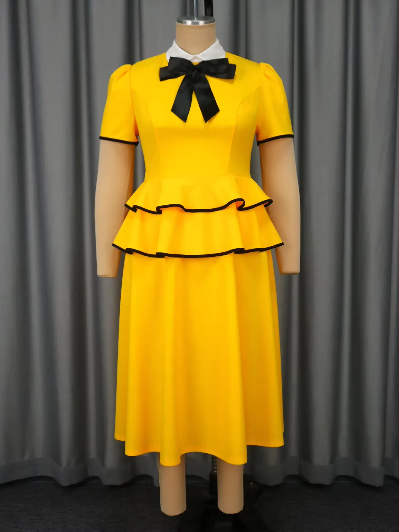 yellow peplum dress plus size Diva Lux Clothing