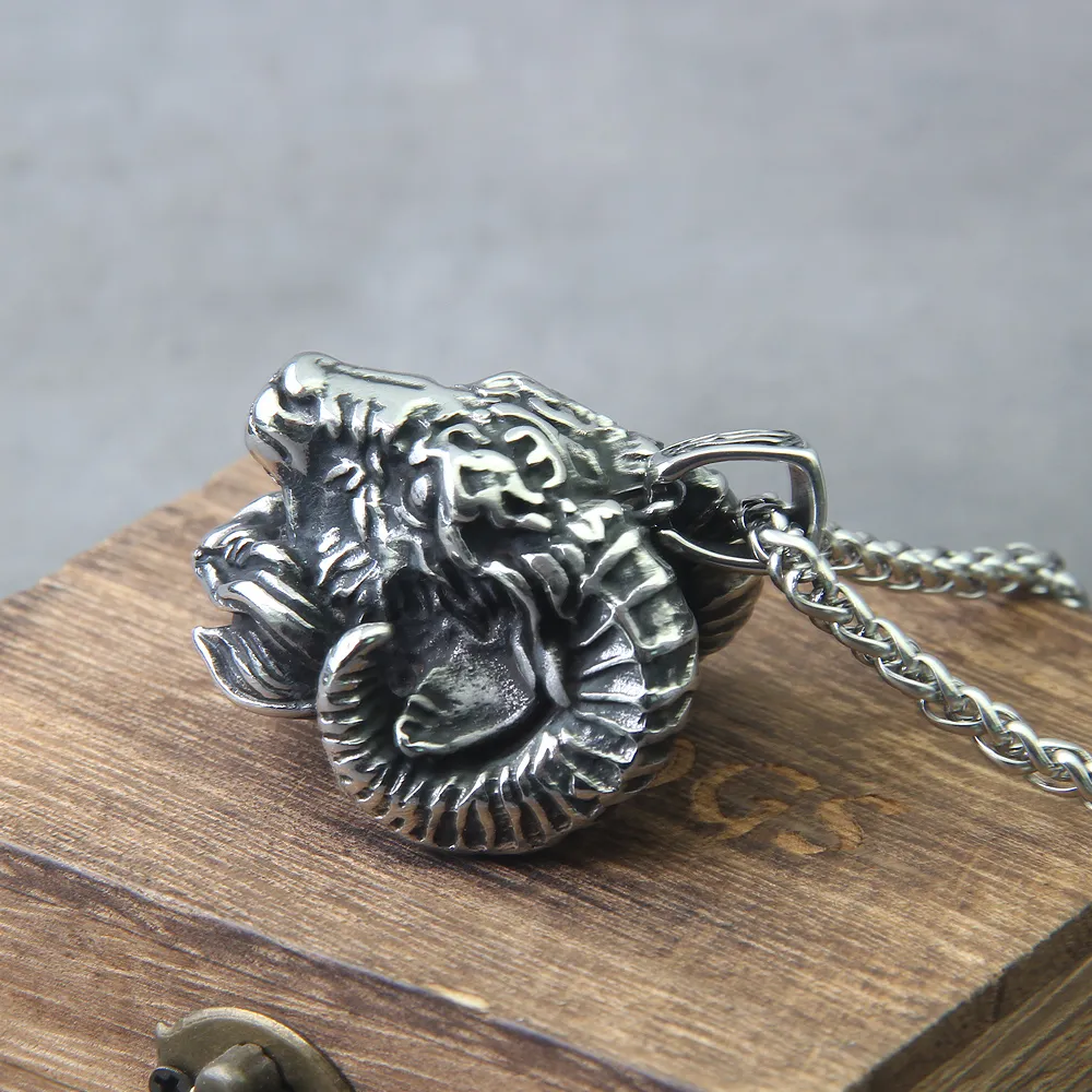 Stainless Steel Angel Satan Goat Head Demon Eye Pendant Necklace