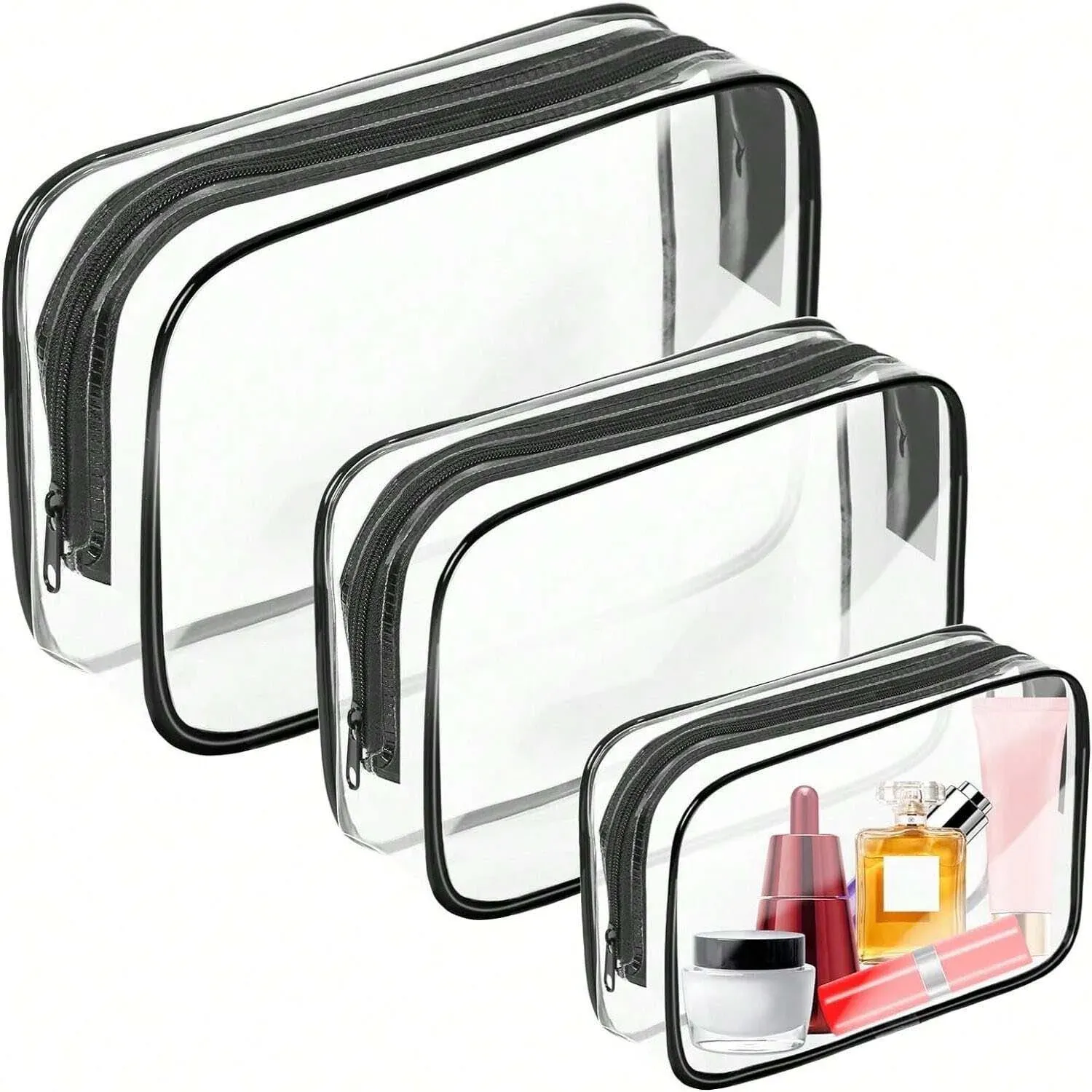 Format Avion Sécurité Trousse De Toilette Transparente Voyage - 2 Pièces En PVC Étanche - Conforme Aux Normes Avion - Parfaite Pour Cosmétiques Et Produits Liquides Trousse Transparente Scolaire