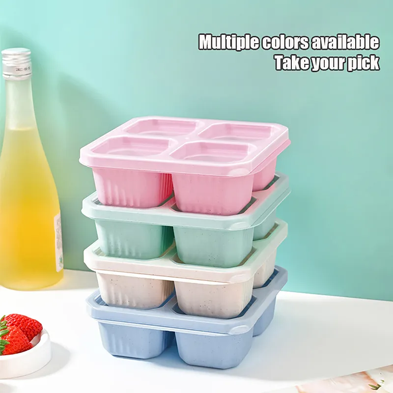 4 Boîtes Snacks En Silicone Avec Couvercles | Contenants Réutilisables Pliables, à Double Compartiment étanche | Pour Vinaigrette, Fruits, Bureau, Voyage