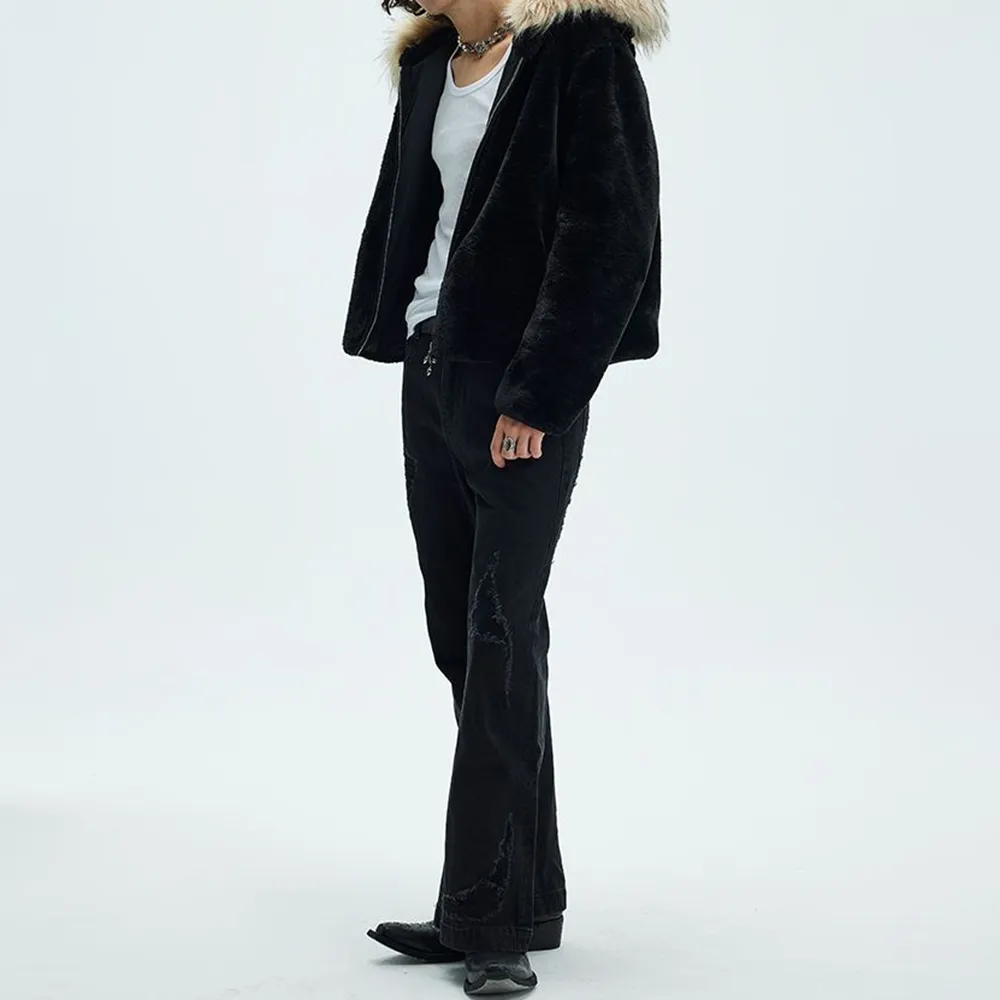 Mens Y2K Hooded Fur Jacket Thick Warm Casual Coat... From 