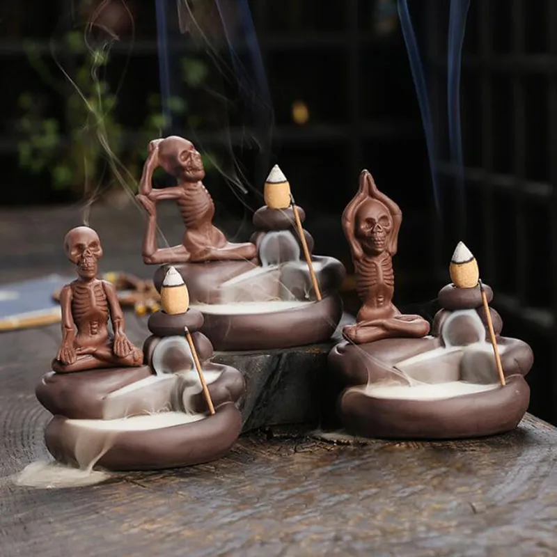 Purple Clay Skull Backflow Incense Burner  From Dh1102695158