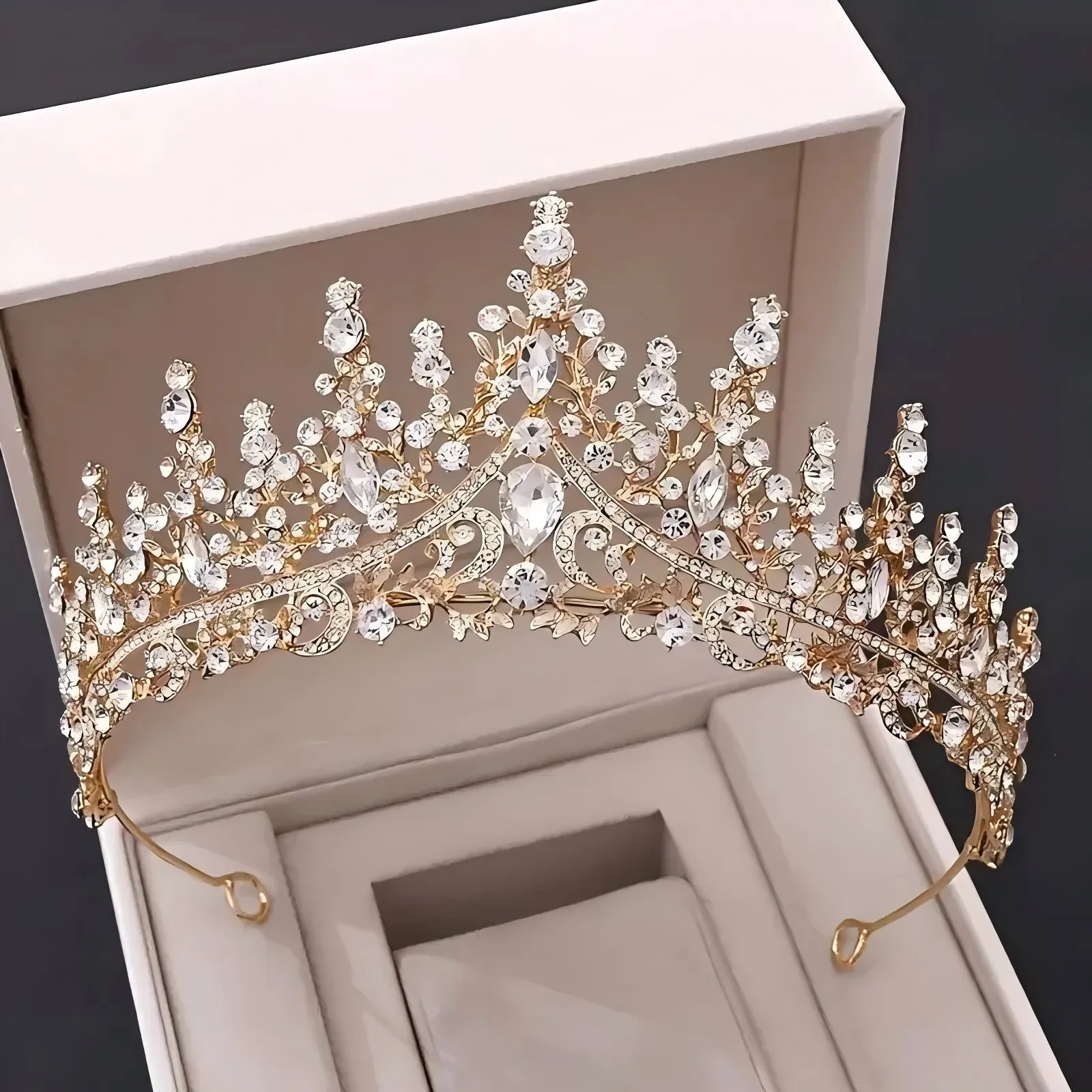 2821 Luxury Rhinestone Baroque Queen Tiaras and Crowns , Handmade Wedding CIEHER Baroque Queen Crown Rhinestone Wedding Tiara  main image 4