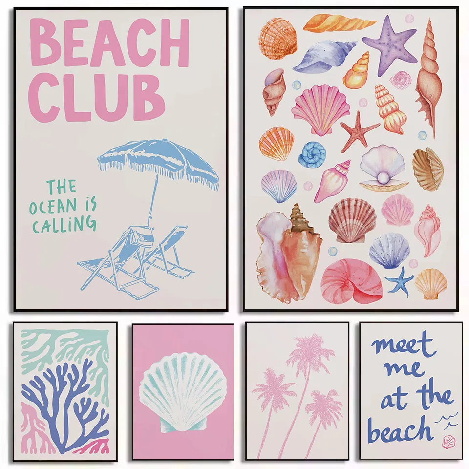 Save Big on Bulk Seashell Wall Decor Trendy Beach Quotes Coastal Seashell  Coralline Cute Summer Girly Poster Canvas Painting Wall Art Pictures Home  ..., image size:960x960