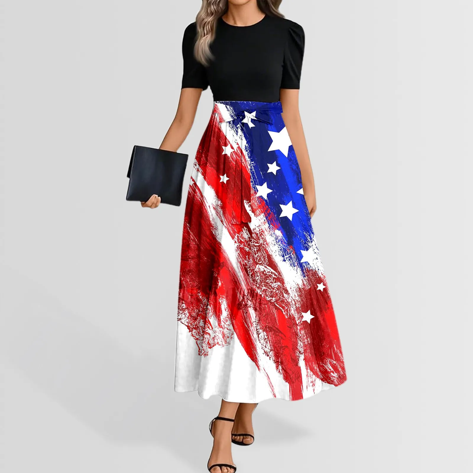 Patriotic USA Flag Print Pullover Dress For Women  Casual Summer A Line  Dress With O Neck And Mid Calf Length From Joytech_official, $18.08 In Bulk  | DHgate.Com