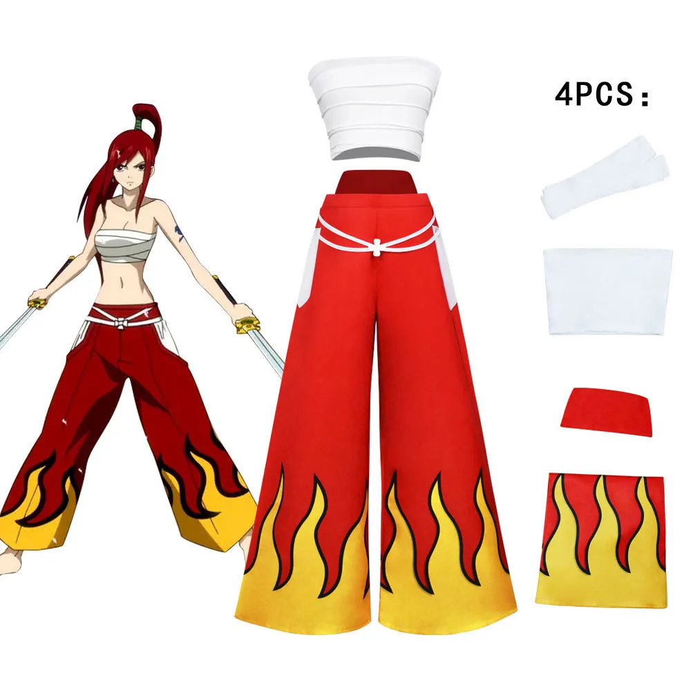 Anime Fairy Tail Erza Scarlet Cosplay Costume Red Wig Chest Wrap Bandage  Uniform Tattoo Sticker Anime Party Woman Girls Du 30,02 € | DHgate, image size:1000x1000