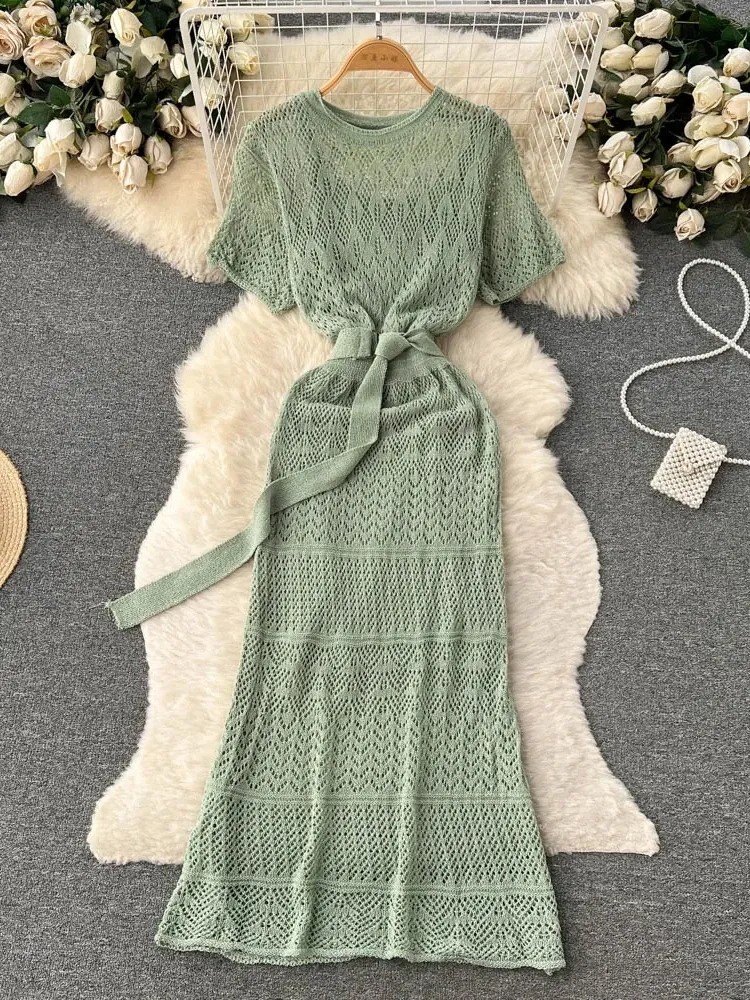 Long Knitwear Dress Women Mid-Calf Cotton Blend Floral Hollow Out Crew Neck Short Sleeve Casual Summer from Dhgate Plus size Dresses - price 72.37 Long Knitwear Dress Women Mid-Calf Cotton Blend Floral Hollow Out Crew Neck Short Sleeve Casual Summer from Dhgate Plus size Dresses - price 72.37