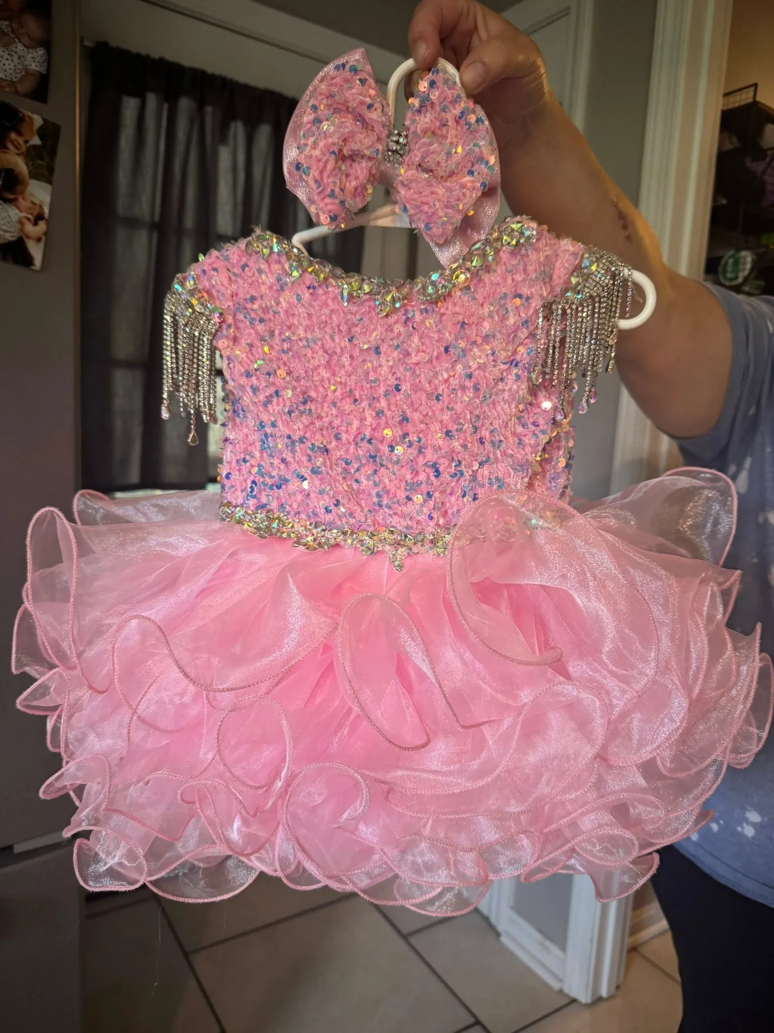 Cupcake Girl Pageant Dress Pink Organza Velvet... From  Uniquebridalboutique, $85.56 | DHgate.Com