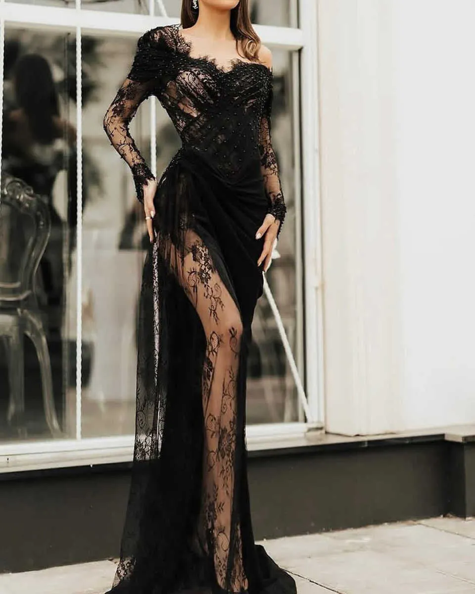 black one shoulder mermaid dress Star Formal One-Shoulder Mermaid Dress