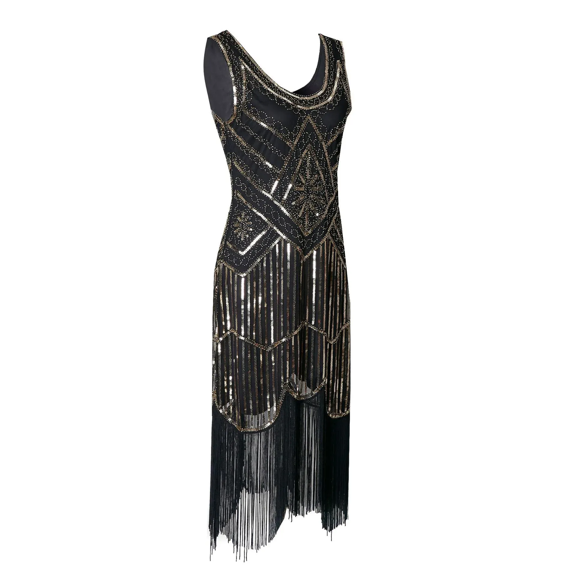 mac duggal gold dresses Gold Sequined Evening Gown With Embellished Shoulders