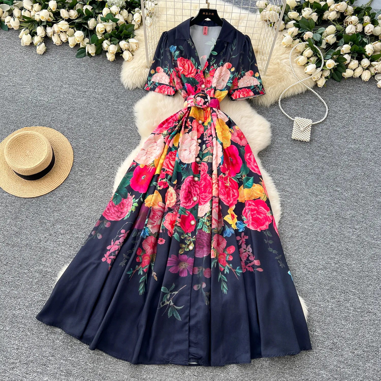 chinese dress ladies Wrap Cap Sleeve Maxi Dress in White Floral