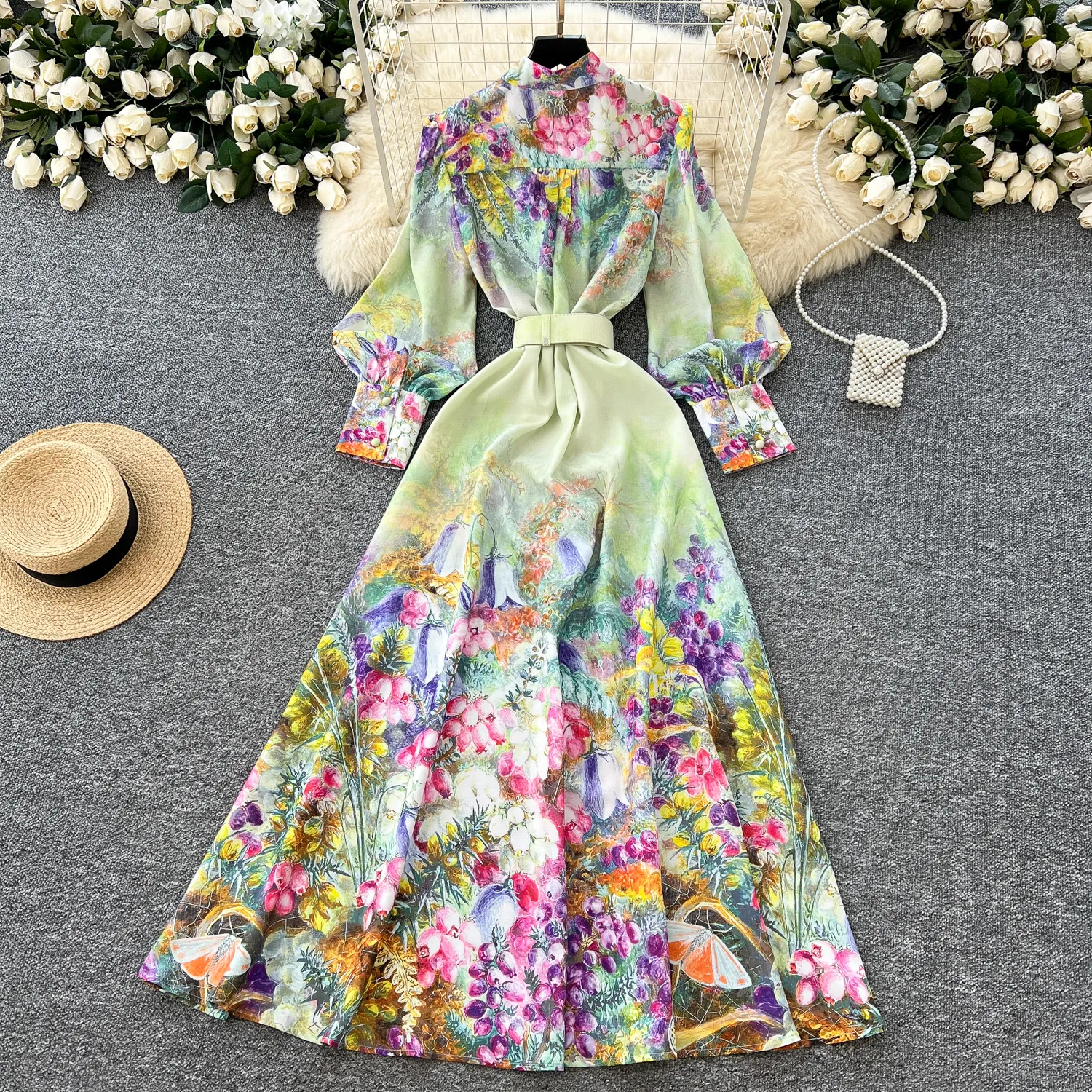 chinese dress ladies Provence Bloom Tiered Maxi Dress Floral Blue main image 1