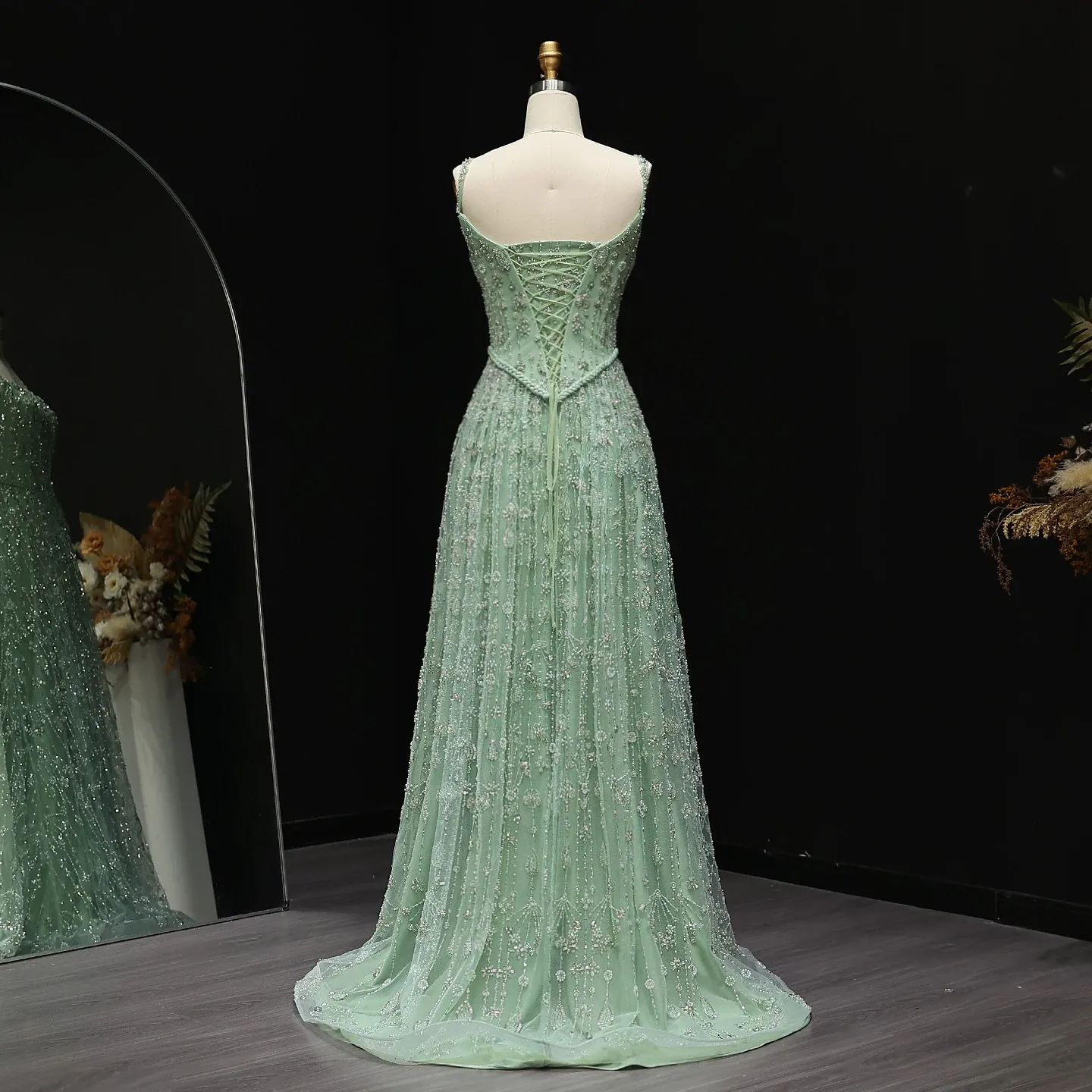 Elegant Sage Green Luxury Arabic Evening Prom Dress... From Huifangzou,  $231.22 | DHgate.Com