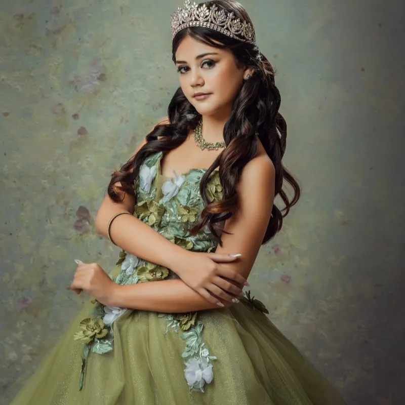 olive green 15 dress Two Pieces Olive Green Quinceanera Dresses Embroidrey customsized Ruffles Beaded Sweet 16 Dress vestidos de xv aos