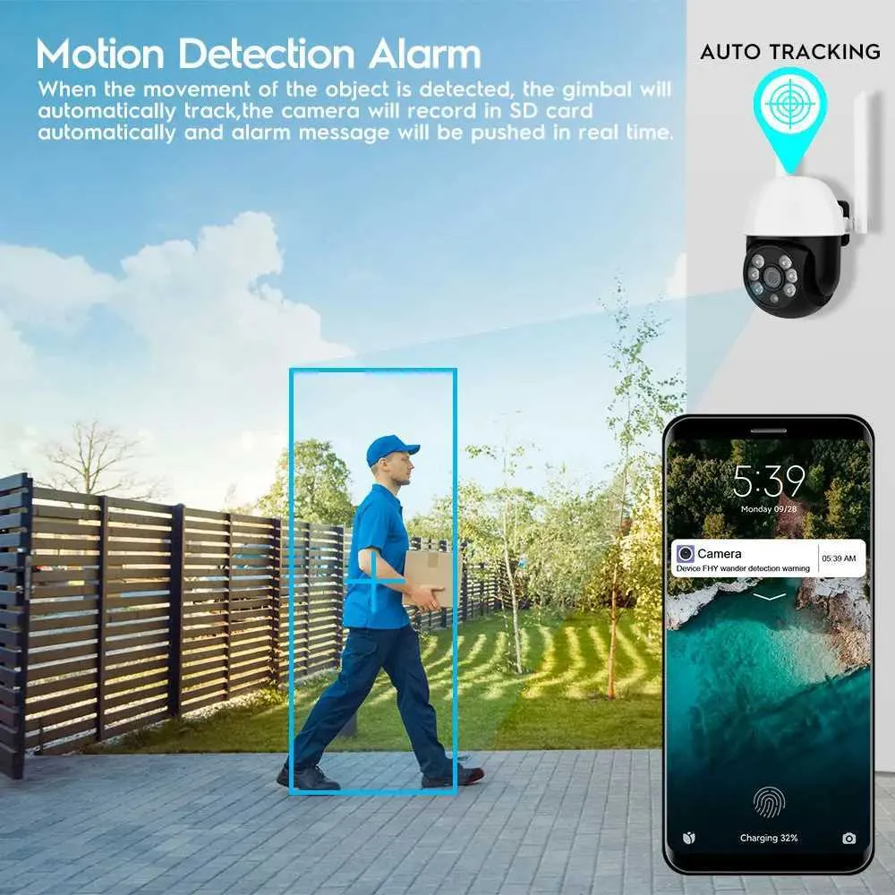 Camhi IP Camera 1080P HD WiFi Color Night Vision Auto Tracking ...