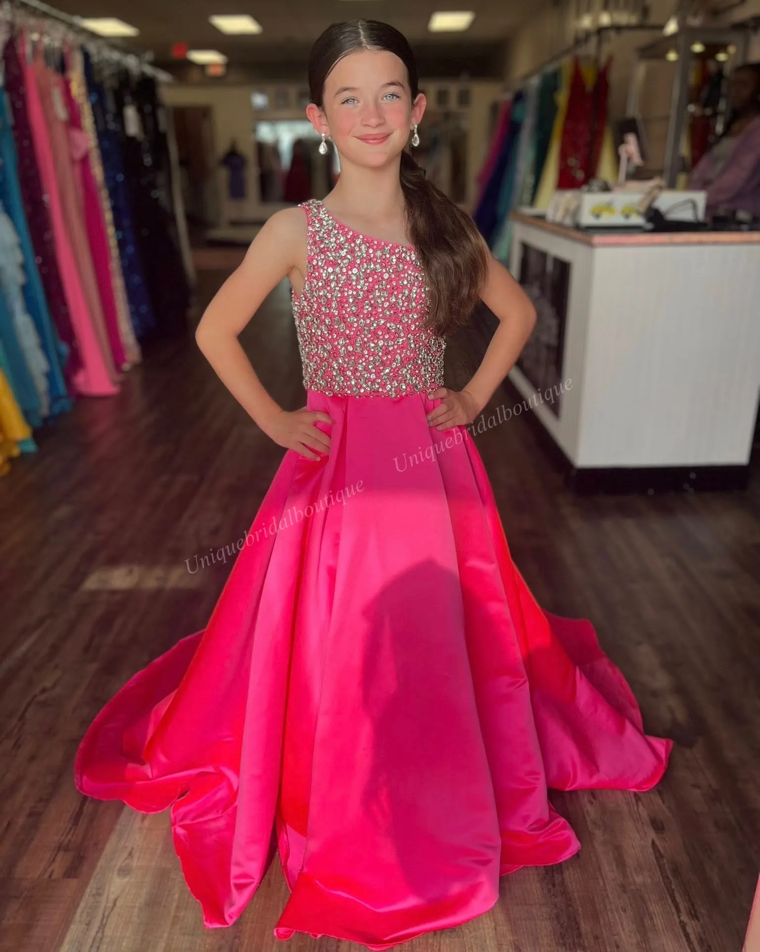 elegant dress pink Ava Presley 39894 Size 4,6 Lilac Girls Pageant Dress Shimmer Feather B –  Glass Slipper Formals main image 1