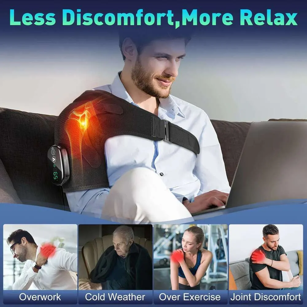 shoulder heating pad with vibration massager Shoulder Heating Pad, Cordless Shoulder Massager with Heat and Vibration  for Rotator Cuff Relief, Size Adjustable Shoulder Wrap, Heated Shoulder  Brace main image 1