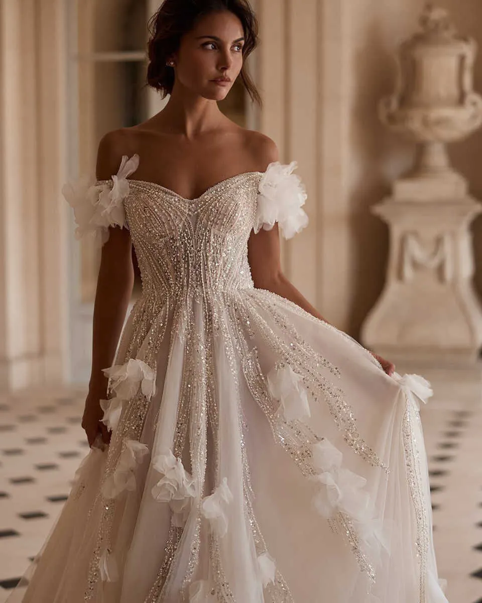 Off Shoulder Lace A Line Wedding Dress, Elegant 3D... From Manweisi,  $152.92 | DHgate.Com