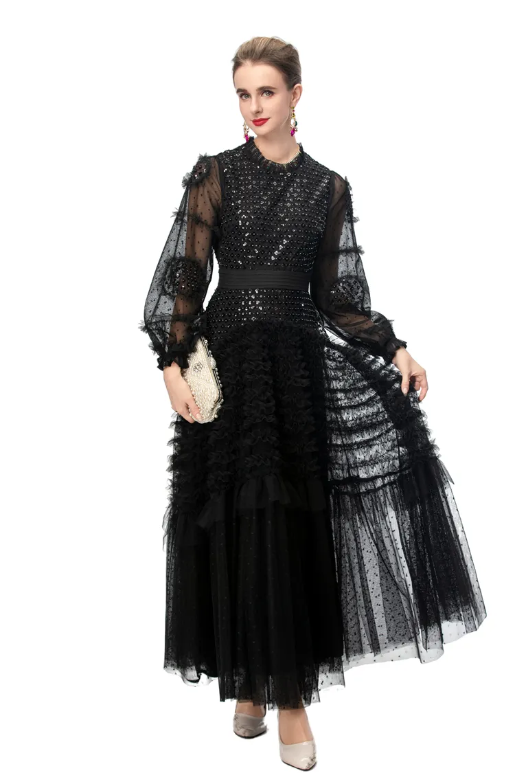 Womens Black Sequin Long Sleeve Maxi Dress ... From 149,31  | DHgate