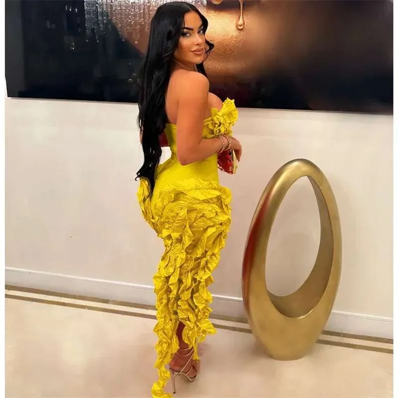 Strapless Ruffle Dress For Women Elegant Irregular Tassel Evening Gown,  Perfect As Celebrity Birthday Dresses For Night Parties From Clothes686868,  $38.04 | DHgate.Com