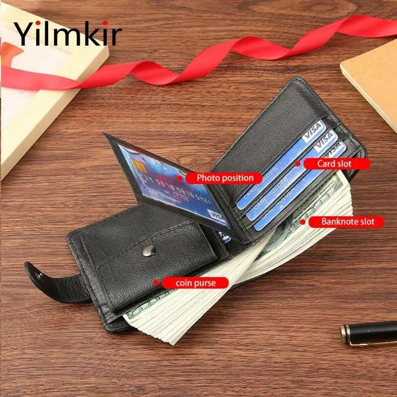 PU Leather Wallet Functional Zipper Buckle Mens Purse Business