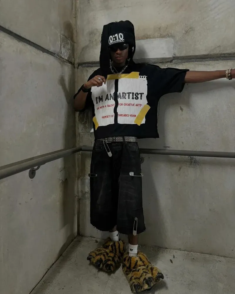 Y2K Hip-hop T-shirt Oversized Short-sleeved Slash Neck Pleated